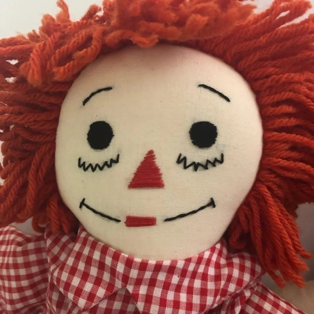 COLLECTORS VTG 20” Handmade Raggedy Ann Andy Dolls Soft Body Embroidered